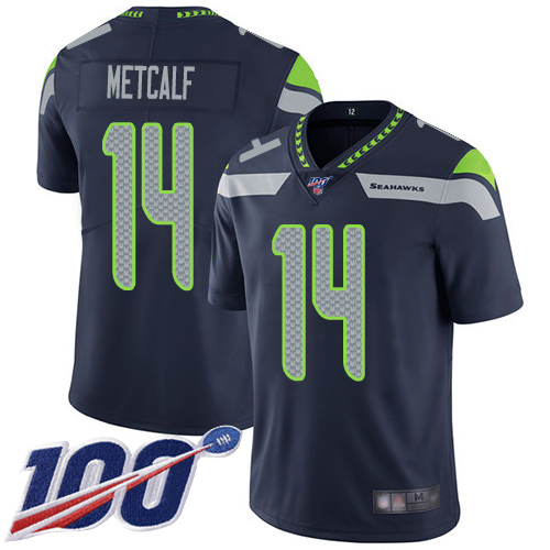 Seattle Seahawks Limited Navy Blue Men D.K. Metcalf Home Jersey NFL Football #14 100th Season Vapor Untouchable